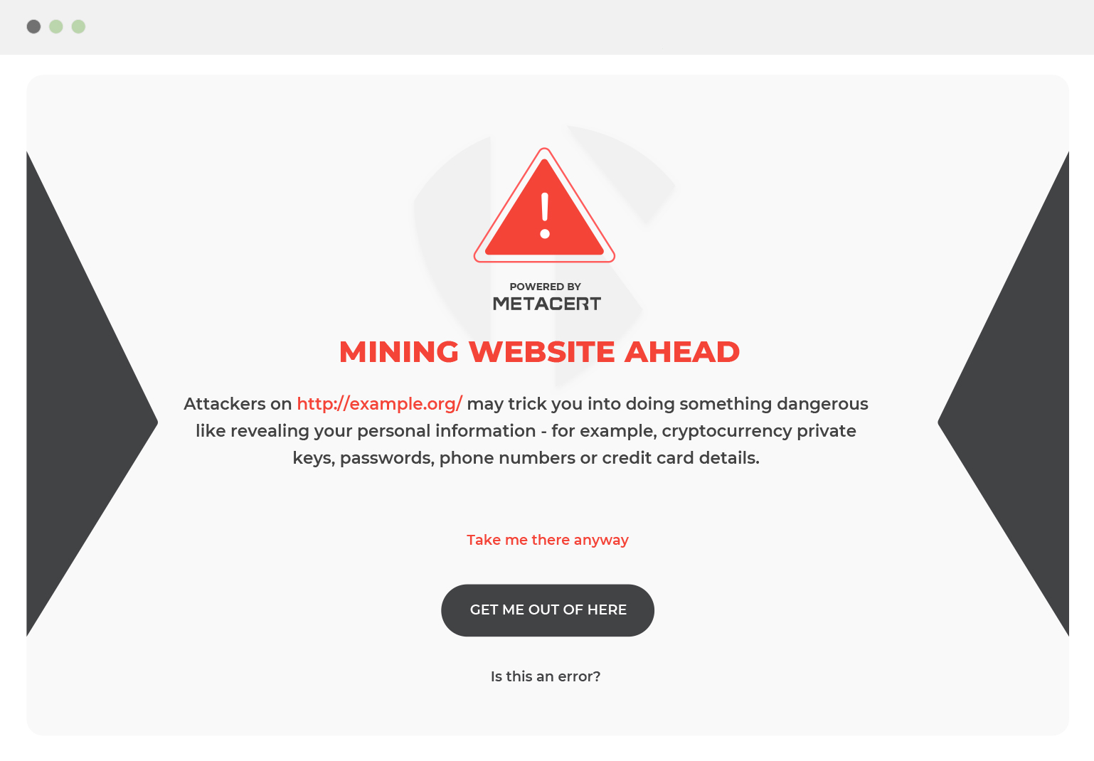 Warning mining website ahead